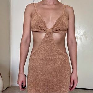 Cutout Tan Trendy Maxi Dress - size s